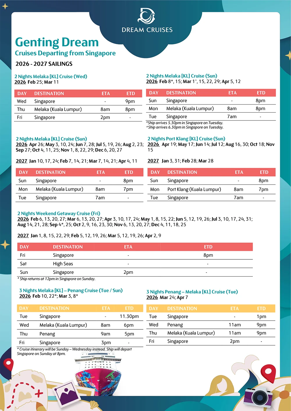 Genting Dream cruise itinerary