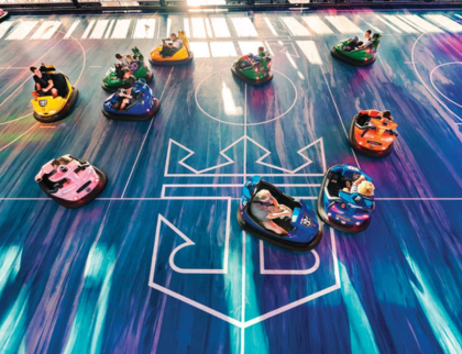 Family fun with bumper cars at SeaPlex on Royal Caribbean Singapore Cruise