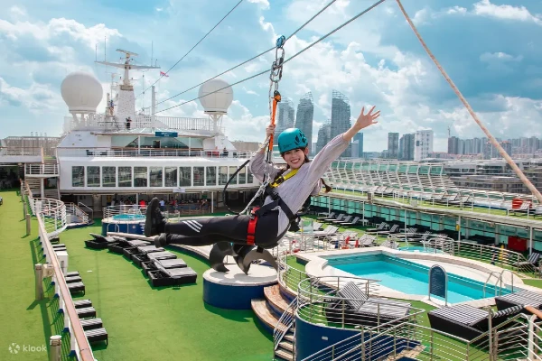 Adventure Park rock wall and zipline on Star Voyager