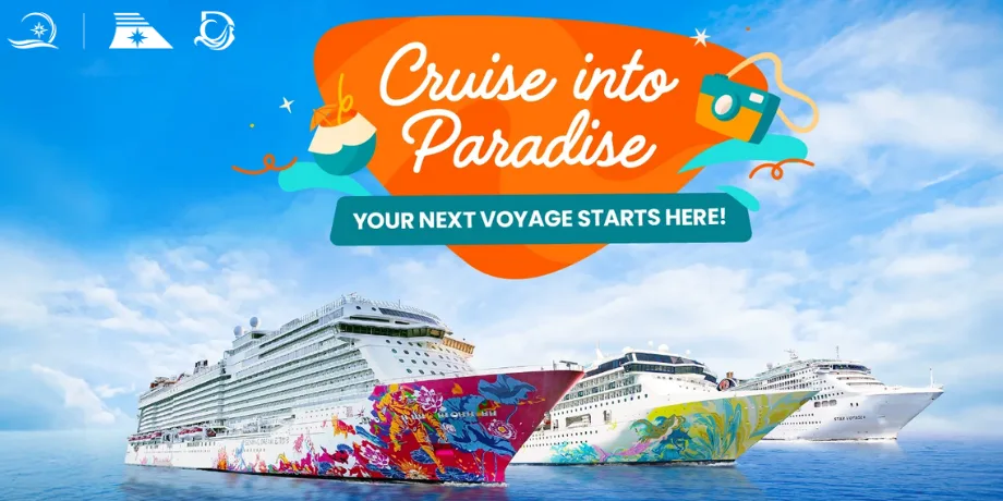 Cruise into Paradise banner with Genting Dream, Star Navigator and Star Voyager