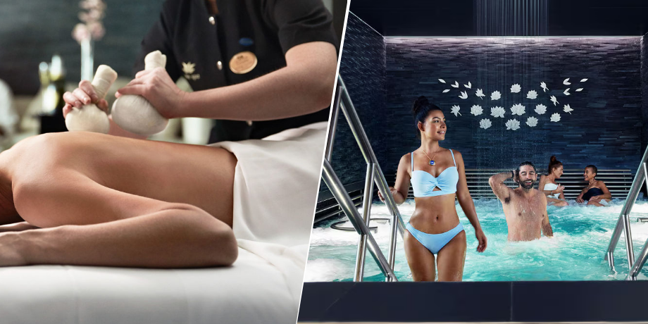 Guests enjoying spa massage and hydrotherapy pool at The Enclave on Discovery Princess