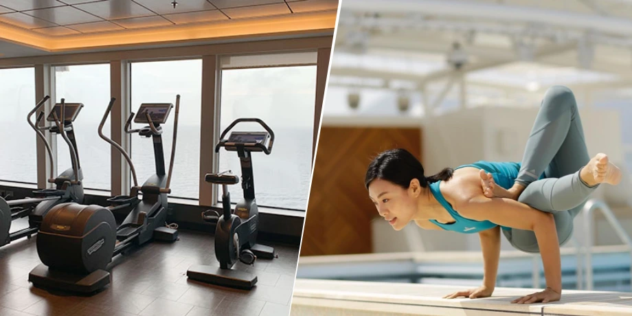 Fitness gym and yoga session with ocean view on Genting Dream