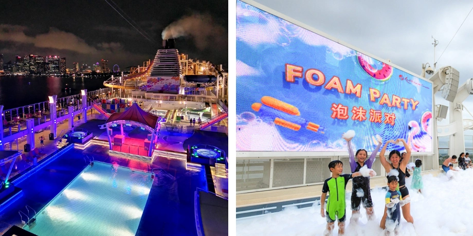 Foam party and night poolside celebration on Genting Dream