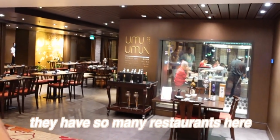 Umi Uma Japanese restaurant interior on Genting Dream cruise
