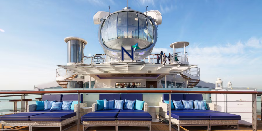 North Star glass capsule on Royal Caribbean’s Ovation of the Seas offering panoramic sea views North Star glass capsule on Royal Caribbean’s Ovation of the Seas offering panoramic sea views