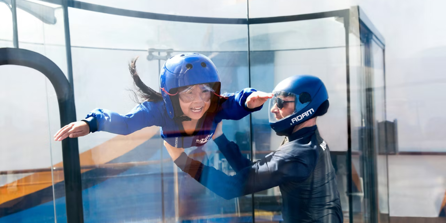 Woman skydiving in RipCord by iFly simulator on Ovation of the Seas cruise ship Woman skydiving in RipCord by iFly simulator on Ovation of the Seas cruise ship