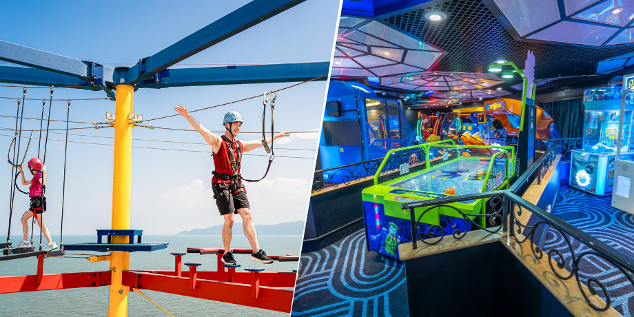 Adventure rope course and arcade games aboard Star Voyager Cruise
