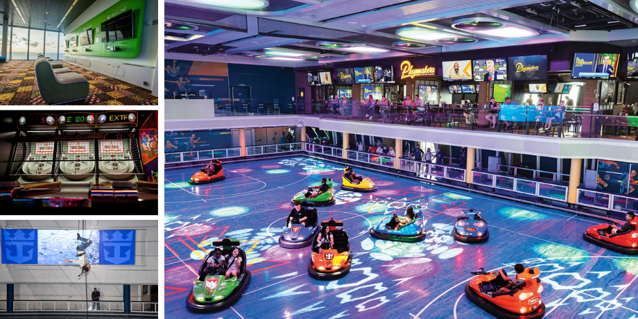 Bumper cars, trapeze, arcade, and Xbox gaming at SeaPlex on Ovation of the Seas Bumper cars, trapeze, arcade, and Xbox gaming at SeaPlex on Ovation of the Seas