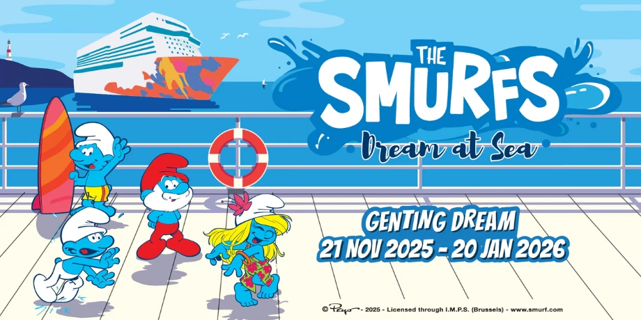The Smurfs Dream at Sea on Genting Dream, running 21 Nov 2025 to 20 Jan 2026.
